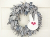 15" Blue Jean Rag Wreath with Bunny