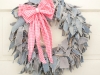 15" Blue Jean Rag Wreath with Gingham Bow