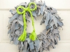 15" Blue Jean Rag Wreath with Green Braided Bow