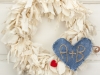15" Vintaged Rag Wreath with Initial Heart