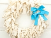 15" Vintaged Rag Wreath with Blue Bows