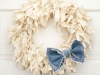 15" Vintaged Rag Wreath with Blue Jean Bow Tie