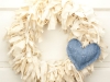 15" Vintaged Rag Wreath with Blue Jean Heart