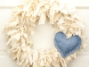 15" Vintaged Rag Wreath with Blue Jean Heart