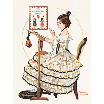 Norman Rockwell Crewel Embroidery Kit #1203 Woman Stitching