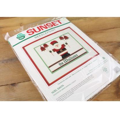Dimensions Sunset counted needlepoint picture kit #19001 “Noel Santa” (1989)