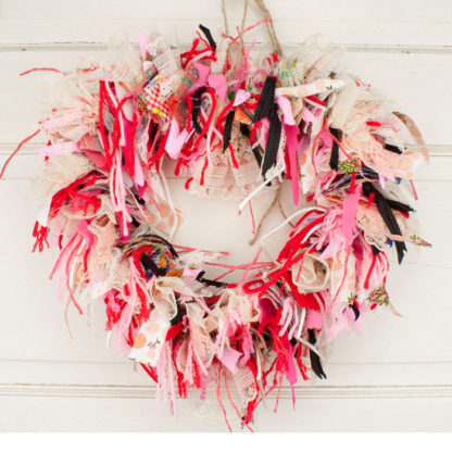 13” Heart Shaped Rag Wreath