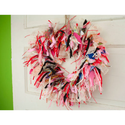 13” Heart Shaped Rag Wreath