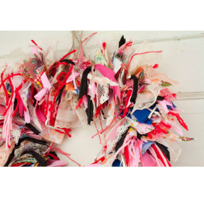 13” Heart Shaped Rag Wreath