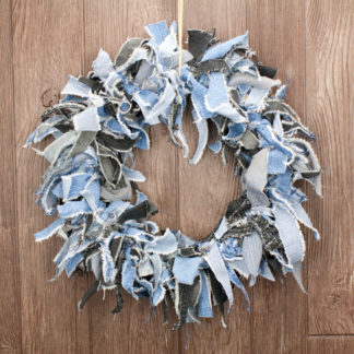 Denim Mix Rag Wreath - orangedogcrafts.com