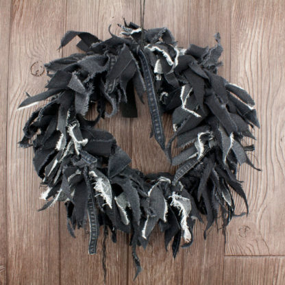 Black Jean Rag Wreath