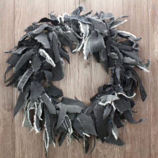 Black Jean Rag Wreath - orangedogcrafts.com
