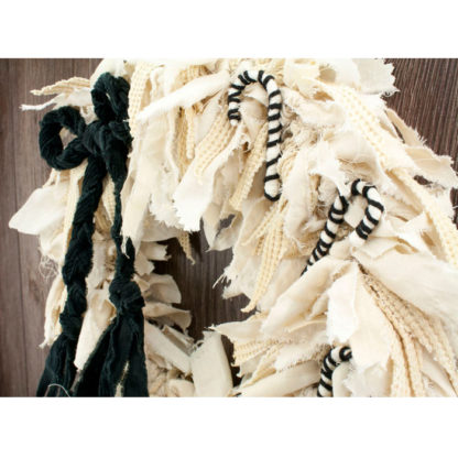 Black and White Candy Cane Rag Wreath