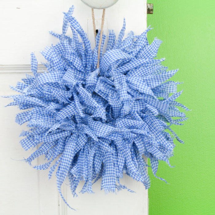 Blue Gingham Mini Rag Wreath