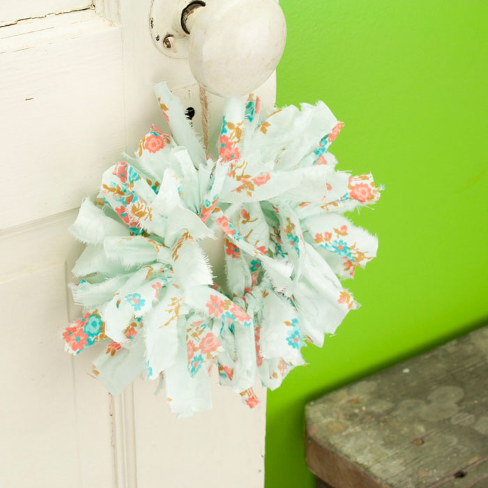 Blue Floral Mini Rag Wreath