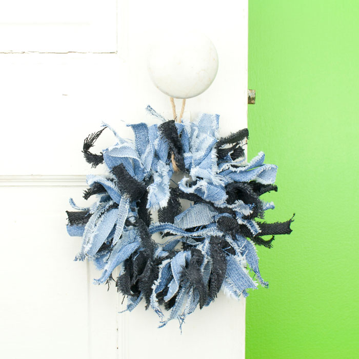 Denim Mix Mini Rag Wreath