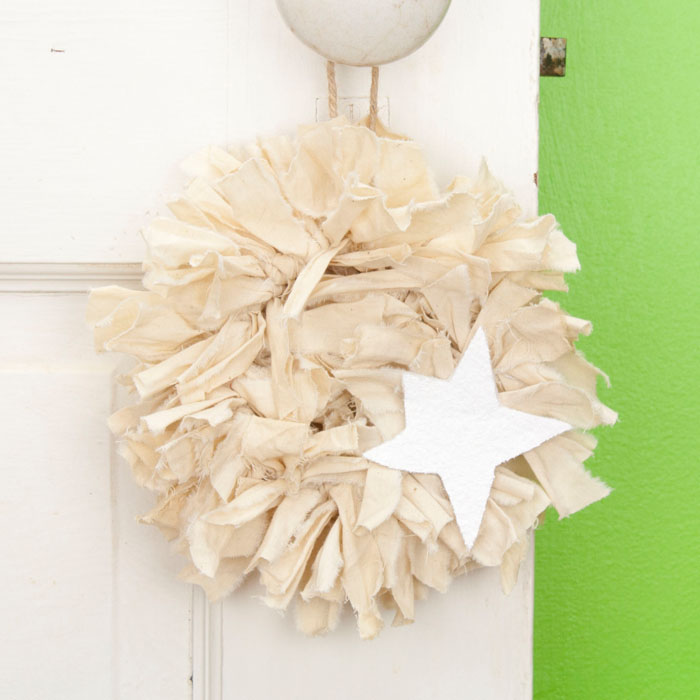 Tea Stained Mini Rag Wreath with Star