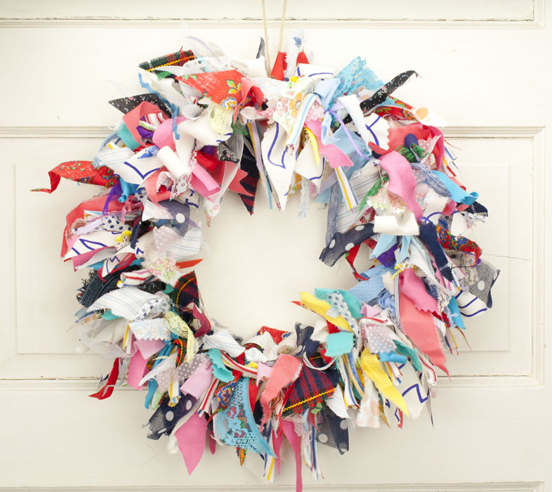 15" Crazy Quilt Rag Wreath