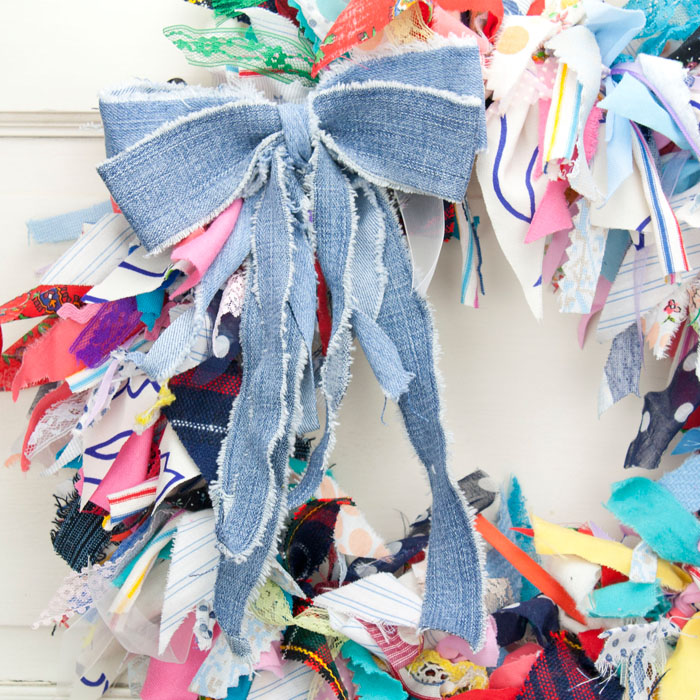 15" Crazy Quilt Rag Wreath