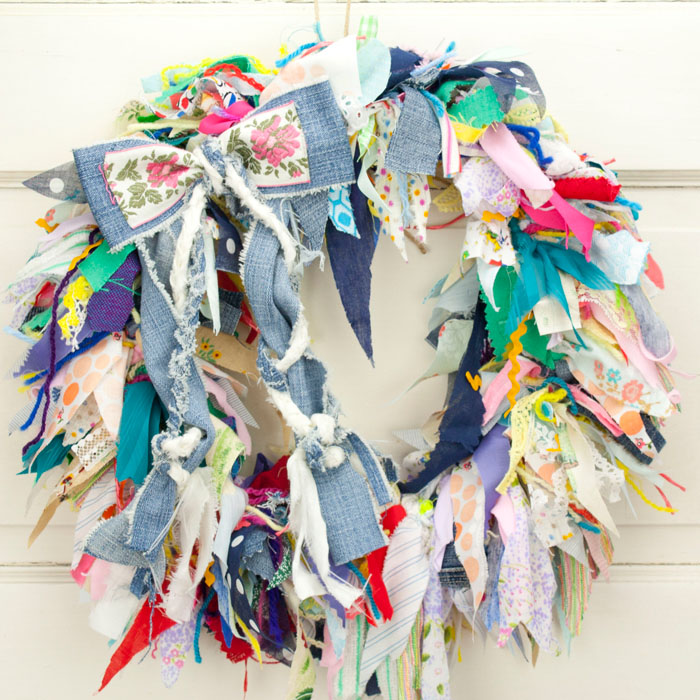 Crazy Quilt Rag Wreath